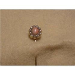 Victorian stickpin of Coral and pearl cluster #991948