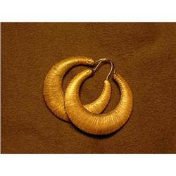 Sleek 1960s 14Kt Yellow Gold Brushed Satin Hoop #991952
