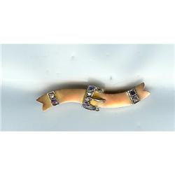 Diamond and sapphire 9ct English bar pin #992003