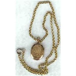 9ct  Gold English Locket and chain circa 1920 #992006
