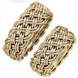 9 mm YELLOW GOLD 14K BRAIDED WEDDING BAND SET #992226