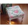 Image 1 :  CHIC  ROSES BARKCLOTH FOOT STOOL #992513