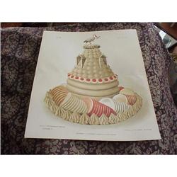 VICTORIAN DECORATED CAKE LITHO PRINT C1880s #992576