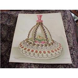 VICTORIAN DECORATED CAKE LITHO PRINT C1880s #992577