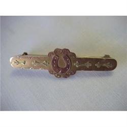 Rose Gold Horse Shoe  EQUESTRIAN Riding Brooch #992593