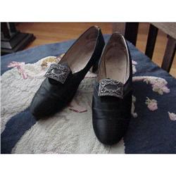 Lovely Antique Silk Shoes Cut Steel Buckles #992594