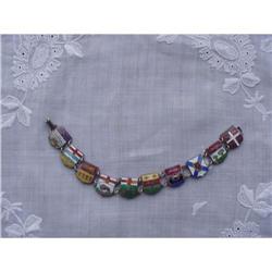 Antique Enamel and Sterling Souvenir Bracelet #992602