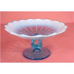 LOVELY Opalescent Blue Glass Footed Comport #992645