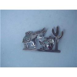 CUTE VINTAGE SIGNED MEXICAN SILVER BROOCH  #992676