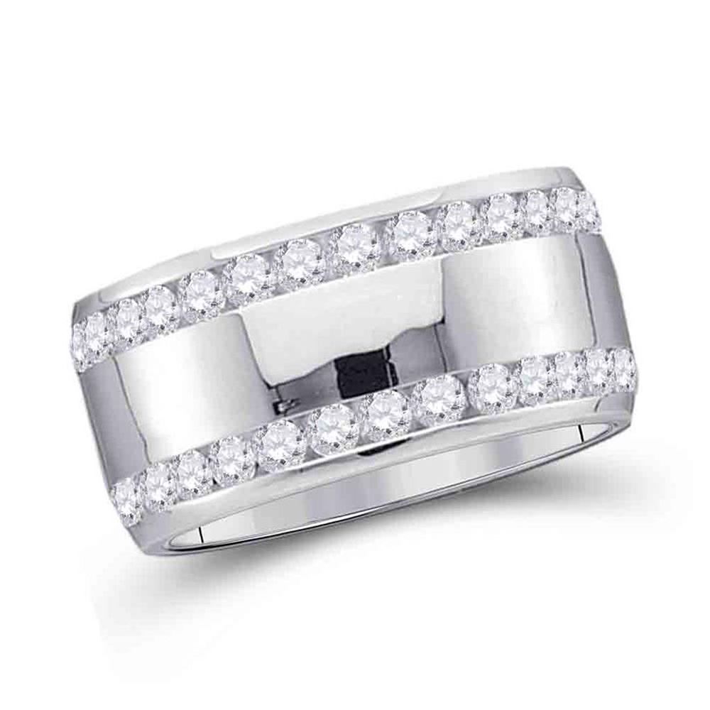 14kt White Gold Womens Round Channel-set Diamond Double Row Wedding ...