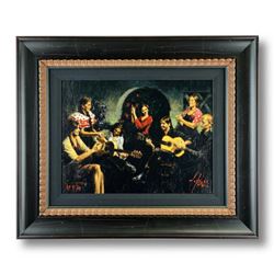 Fabian Perez, "La Juerga" Framed Hand Textured Limited Edition Giclee on Board. Hand Signed and Numb