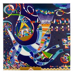 Raphael Abecassis Unique Mixed Media on Canvas; Hand Signed and with Certificate of Authenticity.