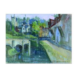 Alex Zwarenstein, "Castle Coombe, Costwolds" Original Oil Painting on Canvas, Hand Signed with Certi