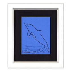 Wyland - "Dolphin" Framed Original Sketch, Hand Signed with Certificate of Authenticity.