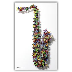 Patricia Govezensky- Original 3D Metal Art on Wood "Jazz Night"