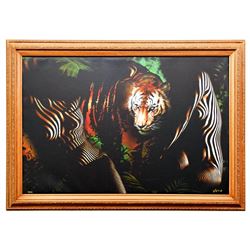 Vera V. Goncharenko- Original Giclee on Canvas "The Ladies with the Tiger"