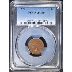 1870 INDIAN CENT PCGS AU-50