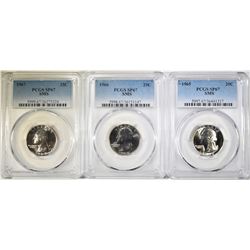 1965, 1966, & 1967 SMS QUARTERS, PCGS SP67