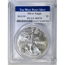 2013-(W) AMERICAN SILVER EAGLE, PCGS MS-70