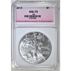 2015 AMERICAN SILVER EAGLE, PNA PERFECT GEM BU