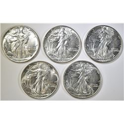 5-CH AU 1943 WALKING LIBERTY HALF DOLLARS