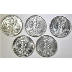 5-CH AU 1944 WALKING LIBERTY HALF DOLLARS
