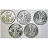 Image 1 : 5-CH AU 1944 WALKING LIBERTY HALF DOLLARS