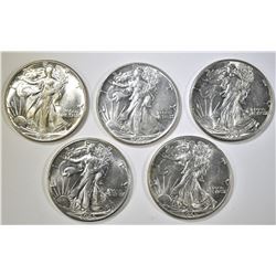 5-CH AU 1945 WALKING LIBERTY HALF DOLLARS