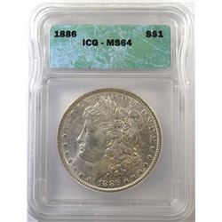 1886 MORGAN DOLLAR, ICG MS-64