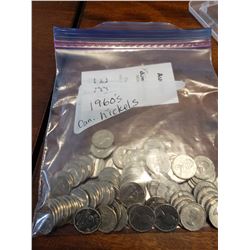 Bag of Canadian nickels 1960's A