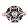 Image 2 : 1/3 CTW Round Red Color Enhanced Diamond Starburst Cluster Ring 10kt Rose Gold - REF-35A9N