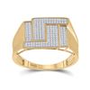 Image 1 : 1/4 CTW Mens Round Diamond Geometric Cluster Ring 10kt Yellow Gold - REF-33T3K