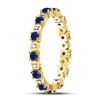 Image 3 : 1 CTW Round Blue Sapphire Diamond Eternity Ring 10kt Yellow Gold - REF-27W3F