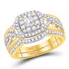 Image 1 : 7/8 CTW Princess Diamond Bridal Wedding Engagement Ring 14kt Yellow Gold - REF-95W9F