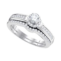 1/2 CTW Round Diamond Bridal Wedding Engagement Ring 10kt White Gold - REF-37X5T