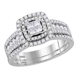 1 CTW Princess Diamond Bridal Wedding Engagement Ring 14kt White Gold - REF-77F9M