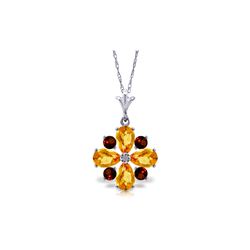 Genuine 2.43 ctw Citrine & Garnet Necklace 14KT White Gold - REF-29P7H