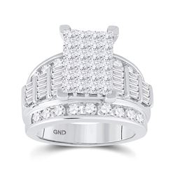 3 CTW Princess Diamond Cluster Bridal Wedding Engagement Ring 14kt White Gold - REF-239N9Y