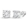 Image 1 : 1/20 CTW Round Diamond Miracle Solitaire Earrings 10kt White Gold - REF-7T5K