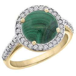 5.34 CTW Malachite & Diamond Ring 10K Yellow Gold - REF-55A5X