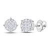 Image 1 : 2 CTW Princess Round Diamond Cluster Earrings 14kt White Gold - REF-167Y9X