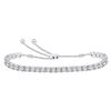 Image 1 : 1/2 CTW Round Diamond Studded Bolo Bracelet 10kt White Gold - REF-75M5A