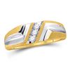 Image 1 : 1/10 CTW Mens Round Diamond Wedding Ring 10kt Yellow Gold - REF-18K3R
