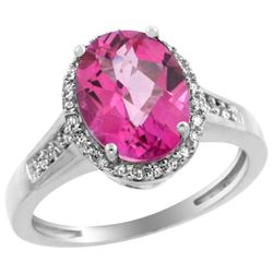 2.60 CTW Pink Topaz & Diamond Ring 10K White Gold - REF-46M7K