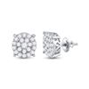 Image 1 : 1 & 1/2 CTW Round Diamond Cluster Earrings 10kt White Gold - REF-77X9T