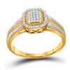 Image 1 : 1/10 CTW Round Diamond Square Cluster Bridal Wedding Engagement Ring 10kt Yellow Gold - REF-15M5A