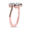 Image 3 : 1/5 CTW Round Brown Diamond Bypass Flower Heart Ring 10kt Rose Gold - REF-16M8A