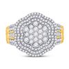 Image 2 : 1 & 1/2 CTW Mens Round Diamond Large Cluster Ring 10kt Yellow Gold - REF-93R3H