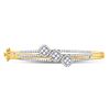 Image 2 : 1 & 1/4 CTW Round Diamond Triple Cluster Bangle Bracelet 14kt Yellow Gold - REF-153X3T