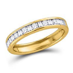 1/4 CTW Machine Set Round Diamond Wedding Anniversary Ring 14kt Yellow Gold - REF-24F3M